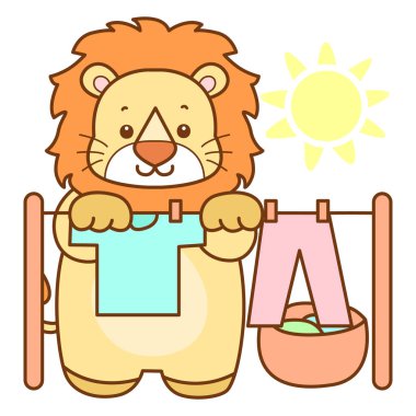 Şirin Aslan vektör ikonu. Komik bebek aslan hayvan serisi illüstrasyonu. Yumuşak Aslan Tasarımları 'nın hayatı.