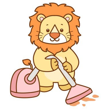 Şirin Aslan vektör ikonu. Komik bebek aslan hayvan serisi illüstrasyonu. Yumuşak Aslan Tasarımları 'nın hayatı.