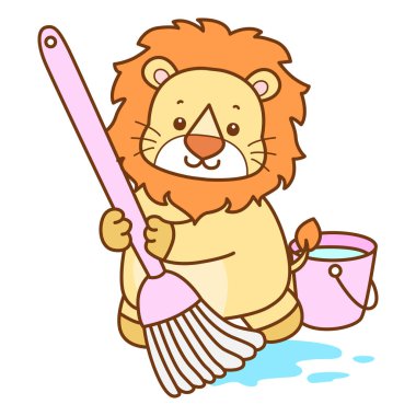 Şirin Aslan vektör ikonu. Komik bebek aslan hayvan serisi illüstrasyonu. Yumuşak Aslan Tasarımları 'nın hayatı.