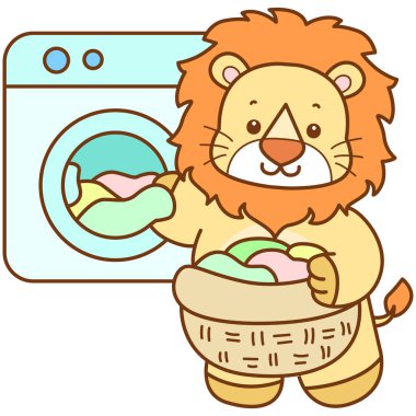 Şirin Aslan vektör ikonu. Komik bebek aslan hayvan serisi illüstrasyonu. Yumuşak Aslan Tasarımları 'nın hayatı.