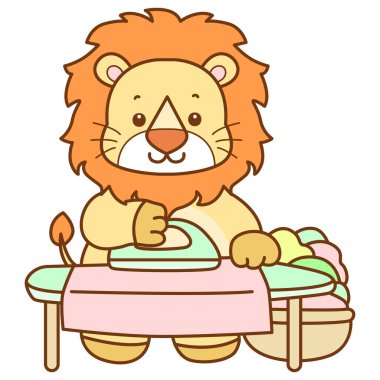 Şirin Aslan vektör ikonu. Komik bebek aslan hayvan serisi illüstrasyonu. Yumuşak Aslan Tasarımları 'nın hayatı.