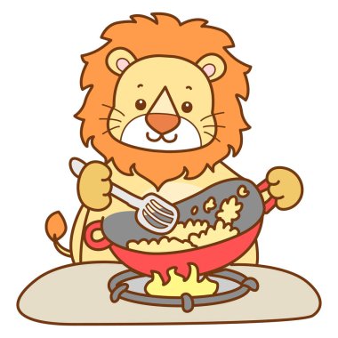 Şirin Aslan vektör ikonu. Komik bebek aslan hayvan serisi illüstrasyonu. Yumuşak Aslan Tasarımları 'nın hayatı.