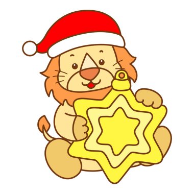 Şirin Aslan vektör ikonu. Komik bebek aslan hayvan serisi illüstrasyonu. Yumuşak Aslan Tasarımları 'nın hayatı.