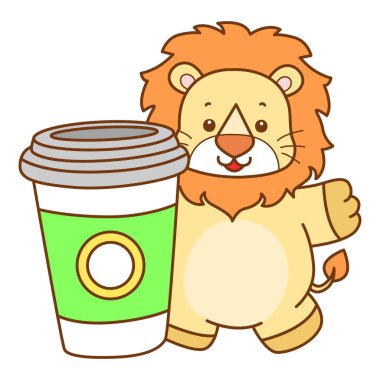 Şirin Aslan vektör ikonu. Komik bebek aslan hayvan serisi illüstrasyonu. Yumuşak Aslan Tasarımları 'nın hayatı.