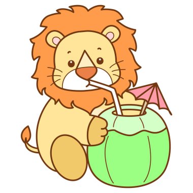 Şirin Aslan vektör ikonu. Komik bebek aslan hayvan serisi illüstrasyonu. Yumuşak Aslan Tasarımları 'nın hayatı.