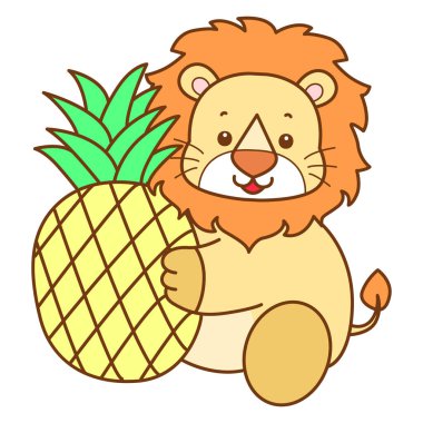 Şirin Aslan vektör ikonu. Komik bebek aslan hayvan serisi illüstrasyonu. Yumuşak Aslan Tasarımları 'nın hayatı.