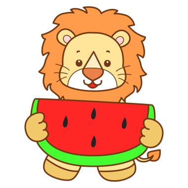 Şirin Aslan vektör ikonu. Komik bebek aslan hayvan serisi illüstrasyonu. Yumuşak Aslan Tasarımları 'nın hayatı.