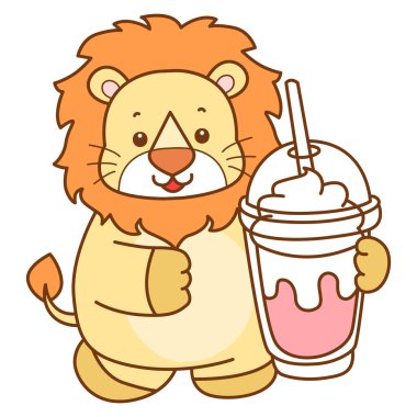 Şirin Aslan vektör ikonu. Komik bebek aslan hayvan serisi illüstrasyonu. Yumuşak Aslan Tasarımları 'nın hayatı.