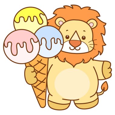 Şirin Aslan vektör ikonu. Komik bebek aslan hayvan serisi illüstrasyonu. Yumuşak Aslan Tasarımları 'nın hayatı.