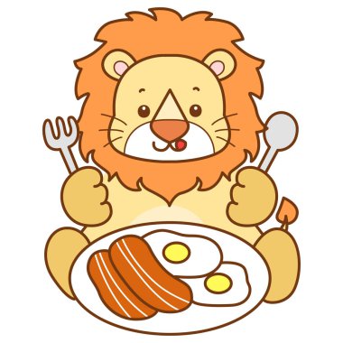 Şirin Aslan vektör ikonu. Komik bebek aslan hayvan serisi illüstrasyonu. Yumuşak Aslan Tasarımları 'nın hayatı.