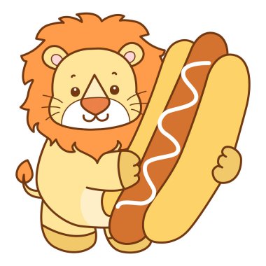 Şirin Aslan vektör ikonu. Komik bebek aslan hayvan serisi illüstrasyonu. Yumuşak Aslan Tasarımları 'nın hayatı.