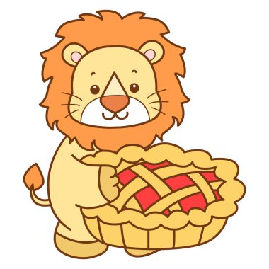 Şirin Aslan vektör ikonu. Komik bebek aslan hayvan serisi illüstrasyonu. Yumuşak Aslan Tasarımları 'nın hayatı.