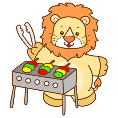 Şirin Aslan vektör ikonu. Komik bebek aslan hayvan serisi illüstrasyonu. Yumuşak Aslan Tasarımları 'nın hayatı.