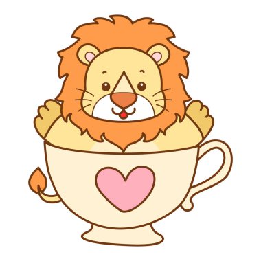 Şirin Aslan vektör ikonu. Komik bebek aslan hayvan serisi illüstrasyonu. Yumuşak Aslan Tasarımları 'nın hayatı.