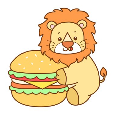 Şirin Aslan vektör ikonu. Komik bebek aslan hayvan serisi illüstrasyonu. Yumuşak Aslan Tasarımları 'nın hayatı.