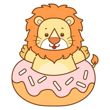 Şirin Aslan vektör ikonu. Komik bebek aslan hayvan serisi illüstrasyonu. Yumuşak Aslan Tasarımları 'nın hayatı.