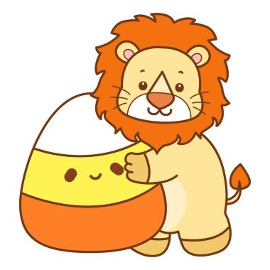 Şirin Aslan vektör ikonu. Komik bebek aslan hayvan serisi illüstrasyonu. Yumuşak Aslan Tasarımları 'nın hayatı.