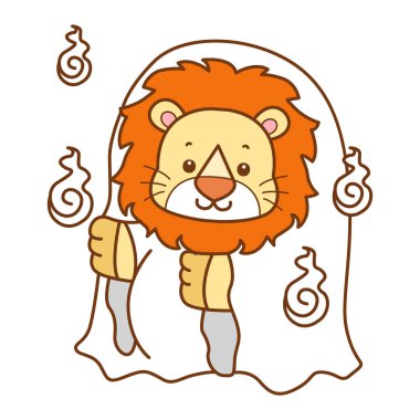 Şirin Aslan vektör ikonu. Komik bebek aslan hayvan serisi illüstrasyonu. Yumuşak Aslan Tasarımları 'nın hayatı.