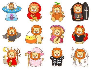 Şirin Aslan vektör ikonu. Komik bebek aslan hayvan serisi illüstrasyonu. Yumuşak Aslan Tasarımları 'nın hayatı.