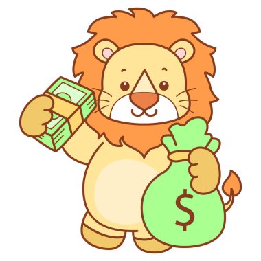 Şirin Aslan vektör ikonu. Komik bebek aslan hayvan serisi illüstrasyonu. Yumuşak Aslan Tasarımları 'nın hayatı.