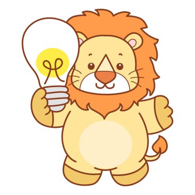 Şirin Aslan vektör ikonu. Komik bebek aslan hayvan serisi illüstrasyonu. Yumuşak Aslan Tasarımları 'nın hayatı.