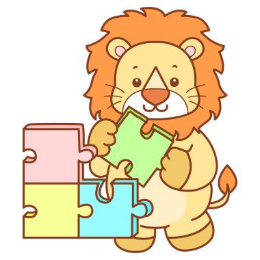 Şirin Aslan vektör ikonu. Komik bebek aslan hayvan serisi illüstrasyonu. Yumuşak Aslan Tasarımları 'nın hayatı.