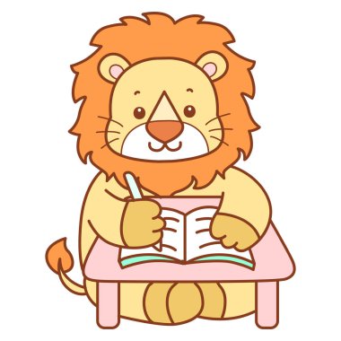 Şirin Aslan vektör ikonu. Komik bebek aslan hayvan serisi illüstrasyonu. Yumuşak Aslan Tasarımları 'nın hayatı.