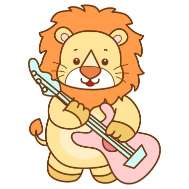 Şirin Aslan vektör ikonu. Komik bebek aslan hayvan serisi illüstrasyonu. Yumuşak Aslan Tasarımları 'nın hayatı.