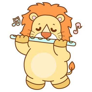 Şirin Aslan vektör ikonu. Komik bebek aslan hayvan serisi illüstrasyonu. Yumuşak Aslan Tasarımları 'nın hayatı.