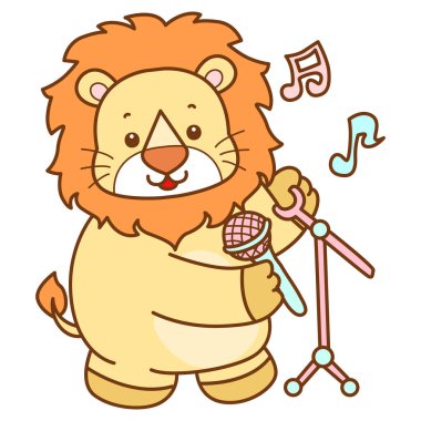 Şirin Aslan vektör ikonu. Komik bebek aslan hayvan serisi illüstrasyonu. Yumuşak Aslan Tasarımları 'nın hayatı.