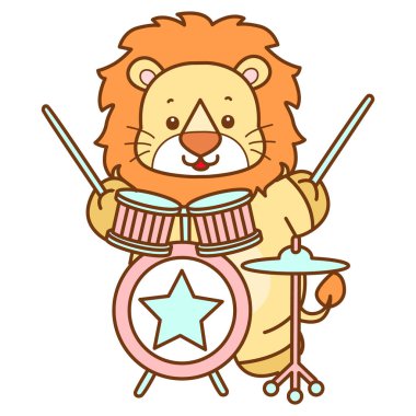 Şirin Aslan vektör ikonu. Komik bebek aslan hayvan serisi illüstrasyonu. Yumuşak Aslan Tasarımları 'nın hayatı.