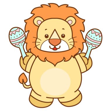 Şirin Aslan vektör ikonu. Komik bebek aslan hayvan serisi illüstrasyonu. Yumuşak Aslan Tasarımları 'nın hayatı.