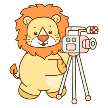 Şirin Aslan vektör ikonu. Komik bebek aslan hayvan serisi illüstrasyonu. Yumuşak Aslan Tasarımları 'nın hayatı.