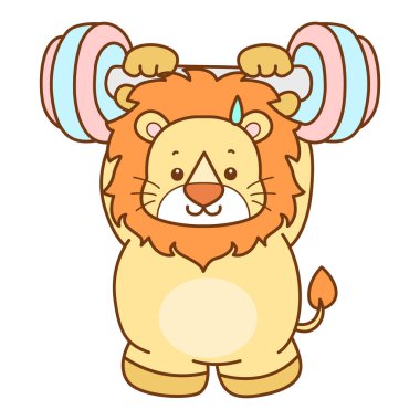 Şirin Aslan vektör ikonu. Komik bebek aslan hayvan serisi illüstrasyonu. Yumuşak Aslan Tasarımları 'nın hayatı.