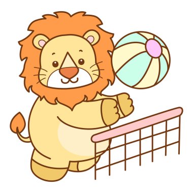 Şirin Aslan vektör ikonu. Komik bebek aslan hayvan serisi illüstrasyonu. Yumuşak Aslan Tasarımları 'nın hayatı.