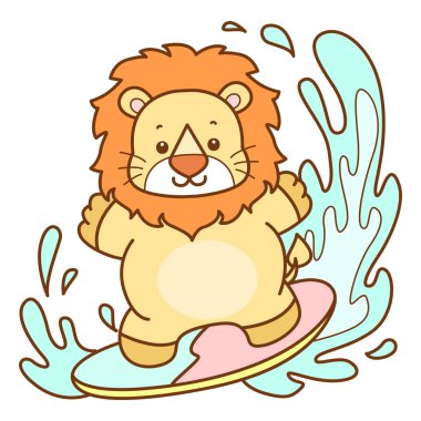 Şirin Aslan vektör ikonu. Komik bebek aslan hayvan serisi illüstrasyonu. Yumuşak Aslan Tasarımları 'nın hayatı.