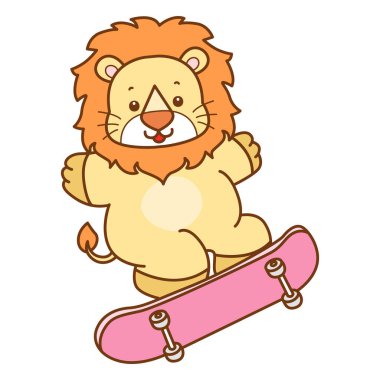 Şirin Aslan vektör ikonu. Komik bebek aslan hayvan serisi illüstrasyonu. Yumuşak Aslan Tasarımları 'nın hayatı.