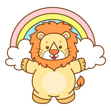 Şirin Aslan vektör ikonu. Komik bebek aslan hayvan serisi illüstrasyonu. Yumuşak Aslan Tasarımları 'nın hayatı.
