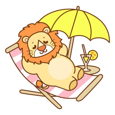 Şirin Aslan vektör ikonu. Komik bebek aslan hayvan serisi illüstrasyonu. Yumuşak Aslan Tasarımları 'nın hayatı.