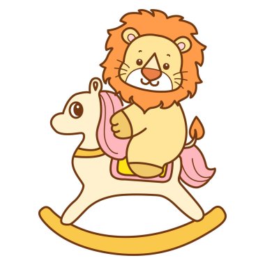 Şirin Aslan vektör ikonu. Komik bebek aslan hayvan serisi illüstrasyonu. Yumuşak Aslan Tasarımları 'nın hayatı.