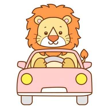 Şirin Aslan vektör ikonu. Komik bebek aslan hayvan serisi illüstrasyonu. Yumuşak Aslan Tasarımları 'nın hayatı.