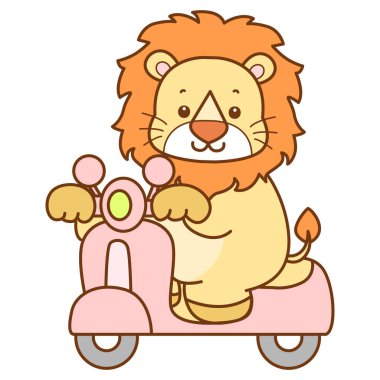 Şirin Aslan vektör ikonu. Komik bebek aslan hayvan serisi illüstrasyonu. Yumuşak Aslan Tasarımları 'nın hayatı.