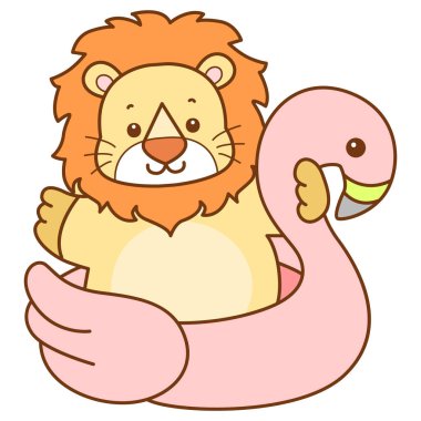 Şirin Aslan vektör ikonu. Komik bebek aslan hayvan serisi illüstrasyonu. Yumuşak Aslan Tasarımları 'nın hayatı.