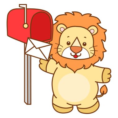 Şirin Aslan vektör ikonu. Komik bebek aslan hayvan serisi illüstrasyonu. Yumuşak Aslan Tasarımları 'nın hayatı.