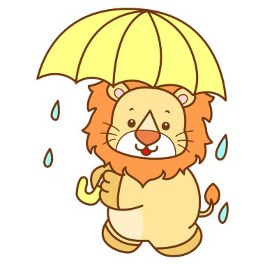 Şirin Aslan vektör ikonu. Komik bebek aslan hayvan serisi illüstrasyonu. Yumuşak Aslan Tasarımları 'nın hayatı.