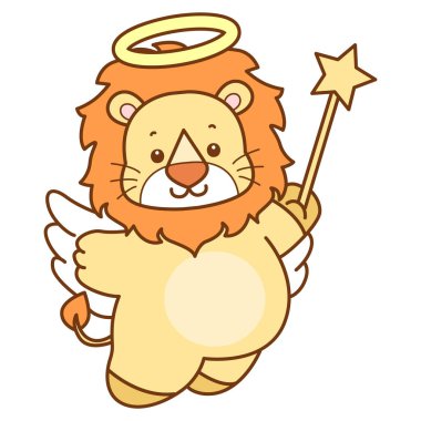 Şirin Aslan vektör ikonu. Komik bebek aslan hayvan serisi illüstrasyonu. Yumuşak Aslan Tasarımları 'nın hayatı.