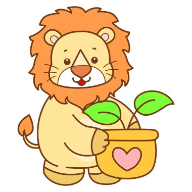 Şirin Aslan vektör ikonu. Komik bebek aslan hayvan serisi illüstrasyonu. Yumuşak Aslan Tasarımları 'nın hayatı.