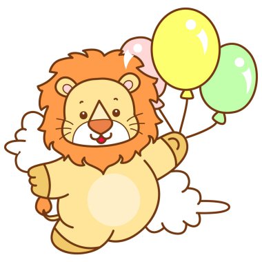 Şirin Aslan vektör ikonu. Komik bebek aslan hayvan serisi illüstrasyonu. Yumuşak Aslan Tasarımları 'nın hayatı.