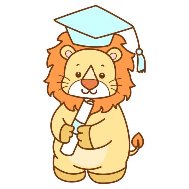 Şirin Aslan vektör ikonu. Komik bebek aslan hayvan serisi illüstrasyonu. Yumuşak Aslan Tasarımları 'nın hayatı.