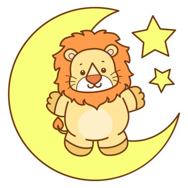 Şirin Aslan vektör ikonu. Komik bebek aslan hayvan serisi illüstrasyonu. Yumuşak Aslan Tasarımları 'nın hayatı.